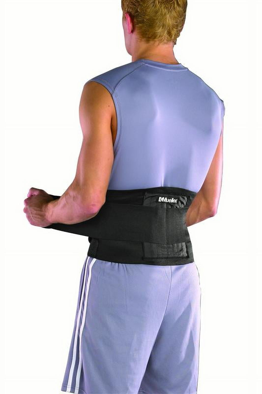 Adjustable Back Brace, Unisex, One Size Fits Most- Black 