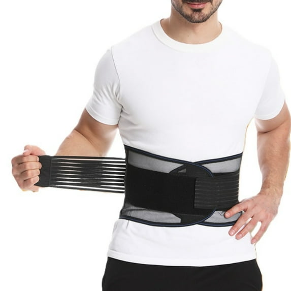 Adjustable Back Brace for Men & Women - Breathable Waist Lumbar Lower Back Support Belt for Sciatica, Herniated Disc, Scoliosis (black,L)