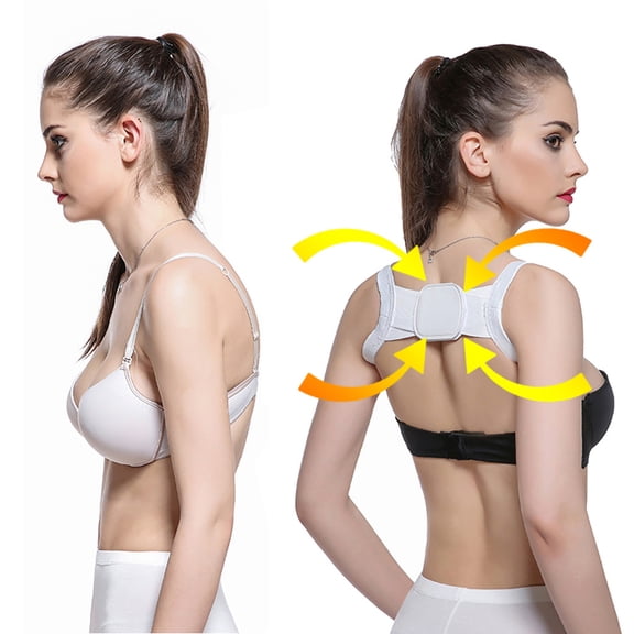 Adjustable Back Posture Corrector, Upper Back Brace, Shoulder & Clavicle Support Belt for Men & Women White