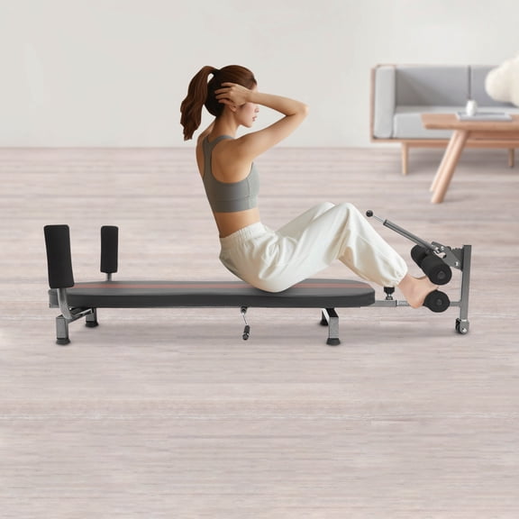 Adjustable Back Stretch Decompression Bench with Hand Crank for Lumbar & Cervical Pain Relief, Weight Loss, Body Sculpting, Anti-Slip, Portable