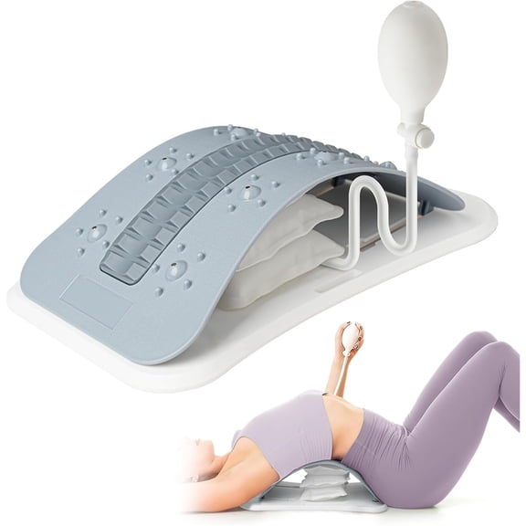 Adjustable Back Stretcher, Lumbar Stretching Board with Multi-Level Massage Nodes, Portable Back Relaxation Support for Home & Office