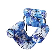 Adjustable Backrest Floating Pool Lounge Chair, 35.43 x 24.01 Inch Soft Fabric Cover Water Hammock Float, Tropical Pattern Inflatable Pool Recliner for Lake Beach Swimming Pool Relaxation
