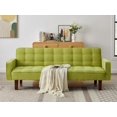 thumbnail image 1 of Minimalist Style Linen Futon Sofa Couch , Button design Convertible Sofa Bed with Three Adjustable Positions, Loveseat Sofa Comfy Upholstered Furniture for Living Room, Apartment, Studio,  Green, 1 of 7