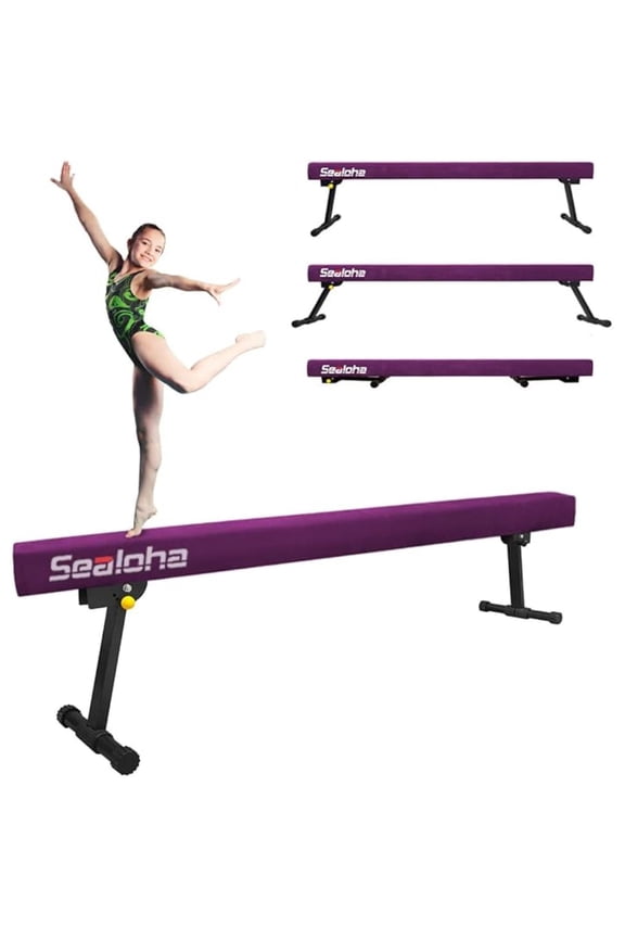 Adjustable Balance Beam XYT 8ft Suede Floor Beam for Home Gymnastics Training Professional Use