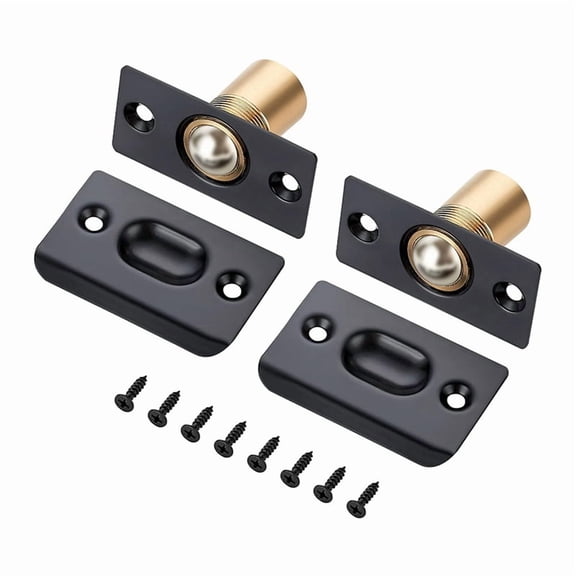 Adjustable Ball Door Catch, Closet Ball Bearing Door Latch, Drive Closing Door for Interior Doors 4 Pack Black