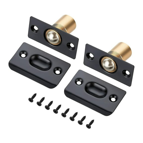 Adjustable Ball Door Catch, Closet Ball Bearing Door Latch, Drive Closing Door for Interior Doors 4 Pack Black