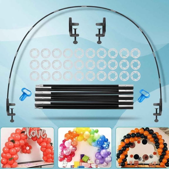 Adjustable Balloon Arch Stand Kit, Reusable Table Balloon Arch Kit with Base High Strength Glass Fiber Pole for DIY Party Decorations