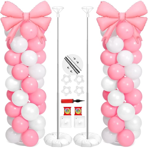 Adjustable Balloon Column Stand Kit - 7.2ft Metal Telescopic Pillars for Stunning Party Decorations - 2 Set