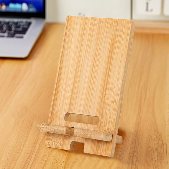 Adjustable Bamboo Phone Stand | Detachable Tablet Holder for Desk | Horizontal & Vertical Viewing Angles | Anti-Slip Base with Charging Port | Home Office Desk Accessory