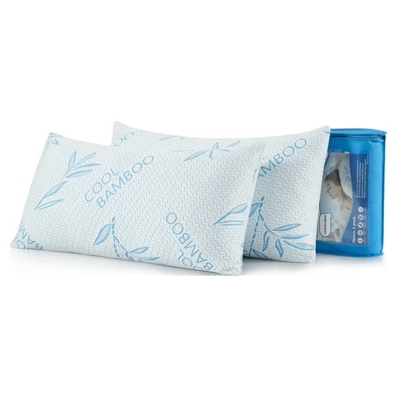 Adjustable Bamboo Pillow for Bed - King Size Sleeping Pillow 2 Pack