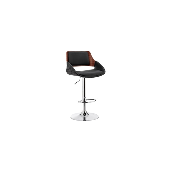 Adjustable Bar Stool - Faux Leather Swivel Stool with Chrome Finish