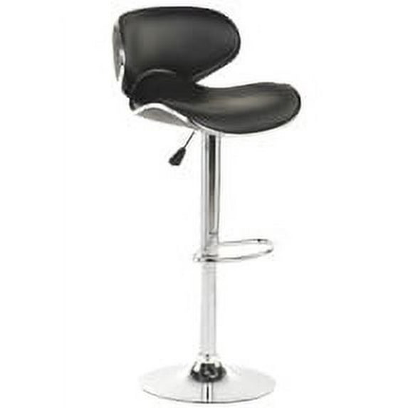Adjustable Bar Stool with Back, Includes Foot Rest and 360-degree Swivel, Hydraulic Lift, Synthetic Leather (Black) (BRSTLPUB1)