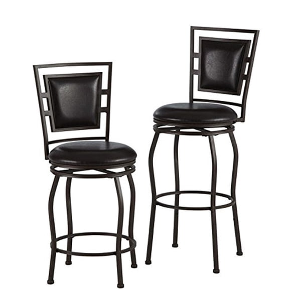 Adjustable Bar Stools 3-Piece Set - Swivel Pub Stools - Dark Brown