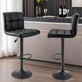 thumbnail image 1 of Adjustable Bar Stools Set of 2 with Back, Armless PU Leather Counter Height Bar Chairs, 360° Swivel Square Modern Barstools with Thick Cushion for Kitchen, Dining, Pub, or Café (Black), 1 of 11