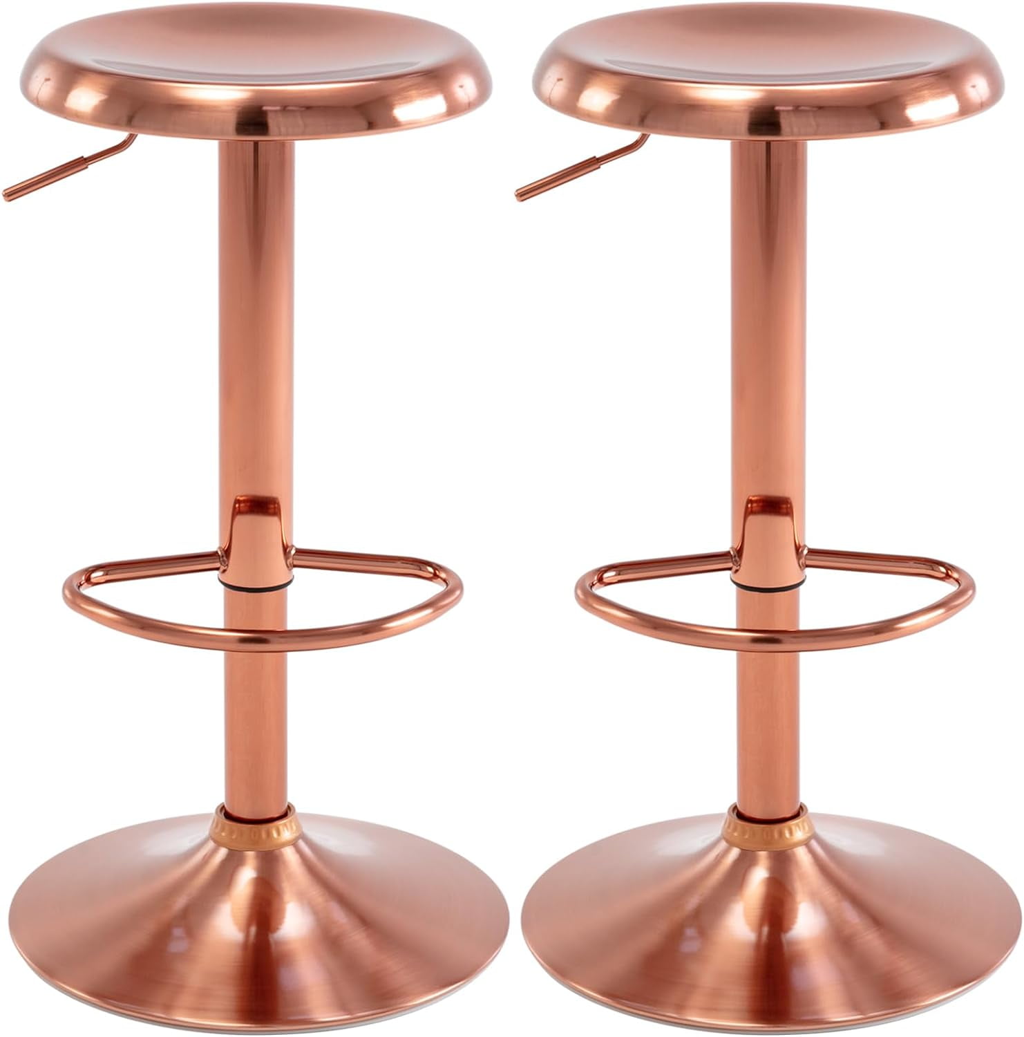 Adjustable Bar Stools Set Of 2, Swivel Round Metal Airlift Barstools