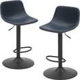 thumbnail image 1 of Adjustable Bar Stools Set of 2, Swivel Counter Height Stools with Back Support, PU Leather Mid-Century Modern Kitchen Island Stools, 1 of 9