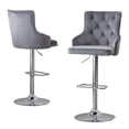 thumbnail image 1 of Adjustable Bar Stools with Dark Gray Velvet and Tufted Seats (Set of 2), 1 of 4