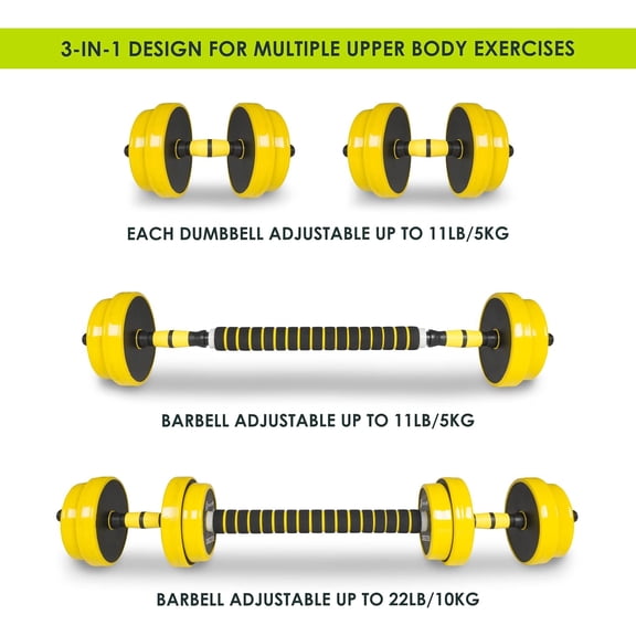 Adjustable & Barbell Weight Set, 2-in-1 Weights for Home Gym