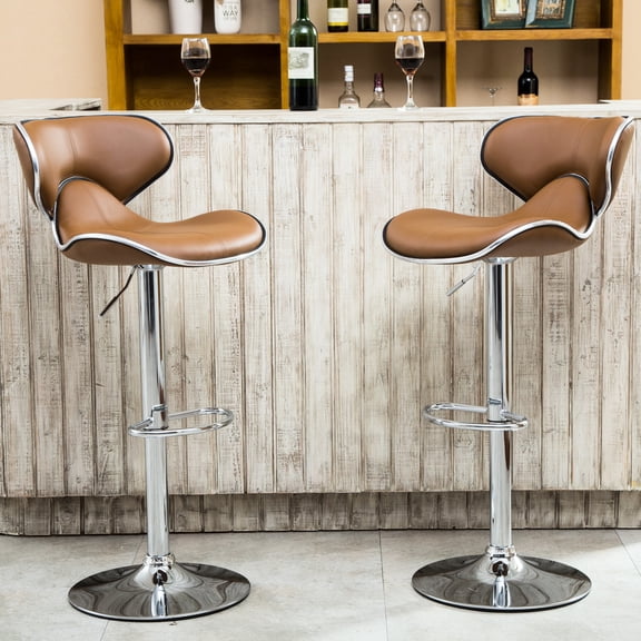 Adjustable Barstool with 360 - Degree Swivel | For Indoor and Outdoor Settings | Sturdy Chrome Base and Plush Faux Leather | Overcomes Seating Instability and Discomfort