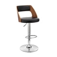thumbnail image 1 of Adjustable Barstool with Open Design Wooden Back, Black and Brown, 1 of 5