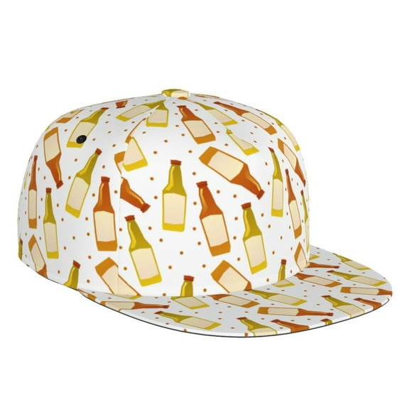 Adjustable Baseball Cap, Beer Bottles Flat Bill Trucker Flat Brim Hats Dad Hat for Men Women - Snapback Hat Adjustable Size