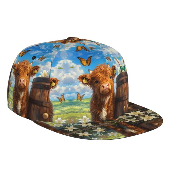 Adjustable Baseball Cap Calf Butterflies Lilies A Cute Golf Dad Hat