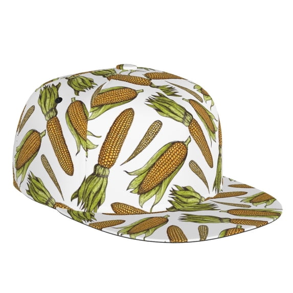 Adjustable Baseball Cap, Cute Corn Flat Bill Trucker Flat Brim Hats Dad Hat for Men Women - Snapback Hat Adjustable Size