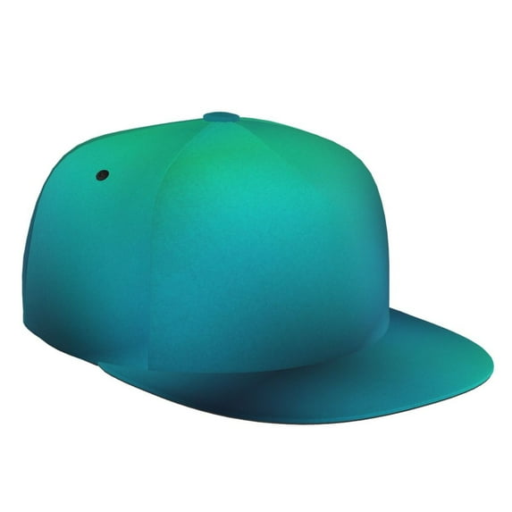 Adjustable Baseball Cap, Green Turquoise Teal Flat Bill Trucker Flat Brim Hats Dad Hat for Men Women - Snapback Hat Adjustable Size