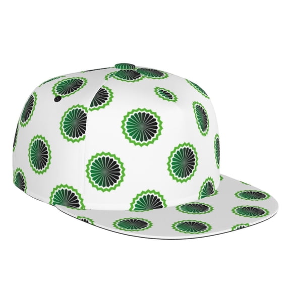 Adjustable Baseball Cap, Green abstract flower Flat Bill Trucker Flat Brim Hats Dad Hat for Men Women - Snapback Hat Adjustable Size