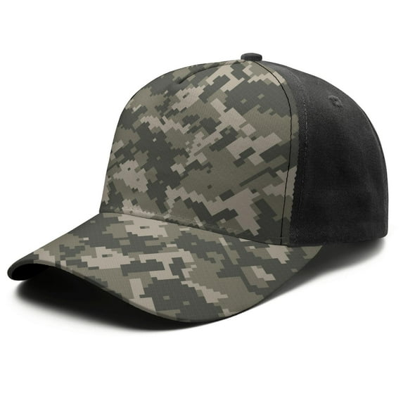 Adjustable Baseball Cap, Spliced Print Trucker Hat for Men & Women, Breathable Cotton Blend, Camouflage Print