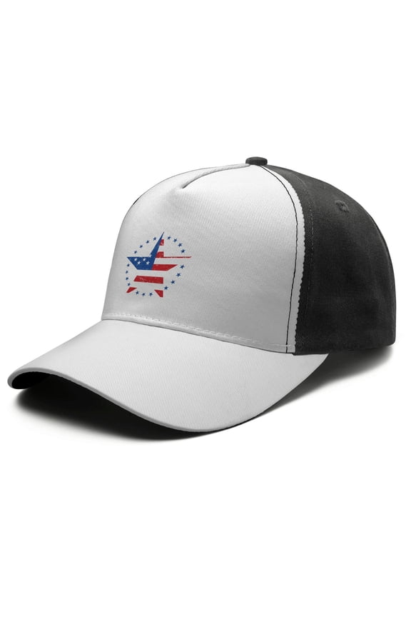 Adjustable Baseball Cap, Spliced Print Trucker Hat for Men & Women, Breathable Cotton Blend, USA, Independence Day, American Print
