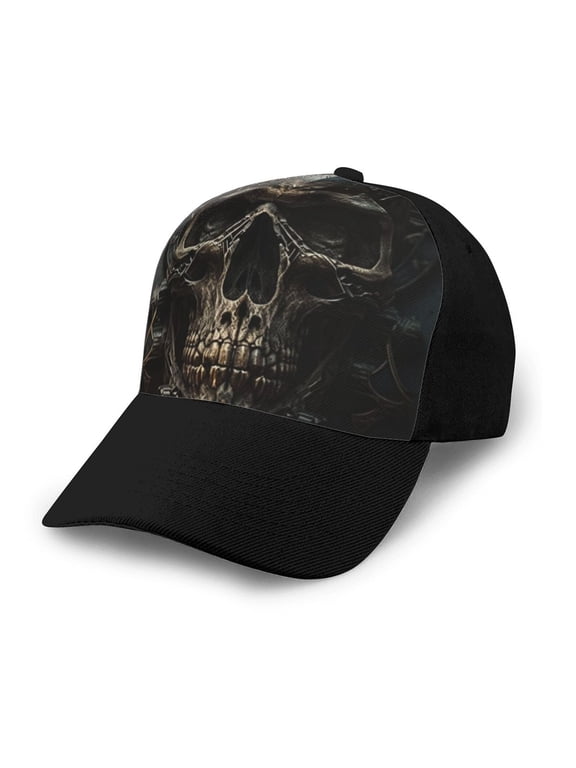 Adjustable Baseball Cap Trucker Hat Fashion Snapback Dad Hats , Cool Skull Head Gothic Death