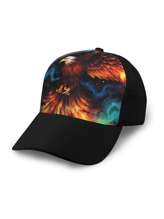 Adjustable Baseball Cap Trucker Hat Fashion Snapback Dad Hats , Eagle Fire Starry Flaming