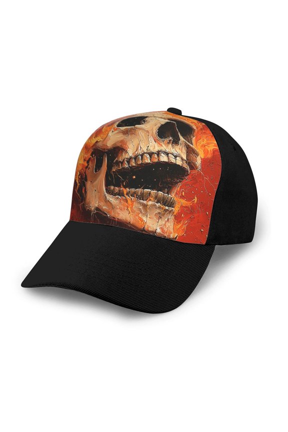 Adjustable Baseball Cap Trucker Hat Fashion Snapback Dad Hats , Flame Skull Red Fire Art