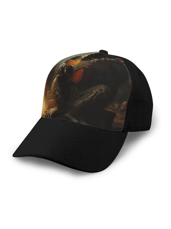 Adjustable Baseball Cap Trucker Hat Fashion Snapback Dad Hats , Monkey Playing Guitar Funny