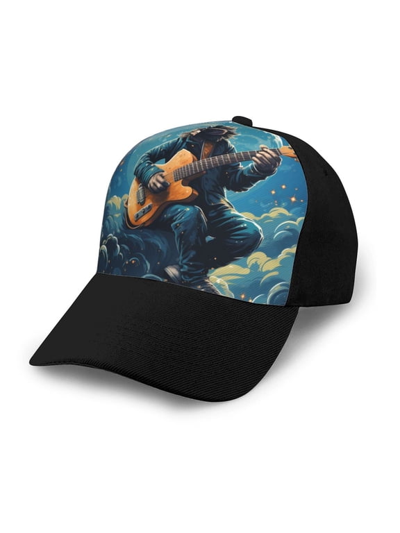 Adjustable Baseball Cap Trucker Hat Fashion Snapback Dad Hats , Monkey Playing Guitar Starry