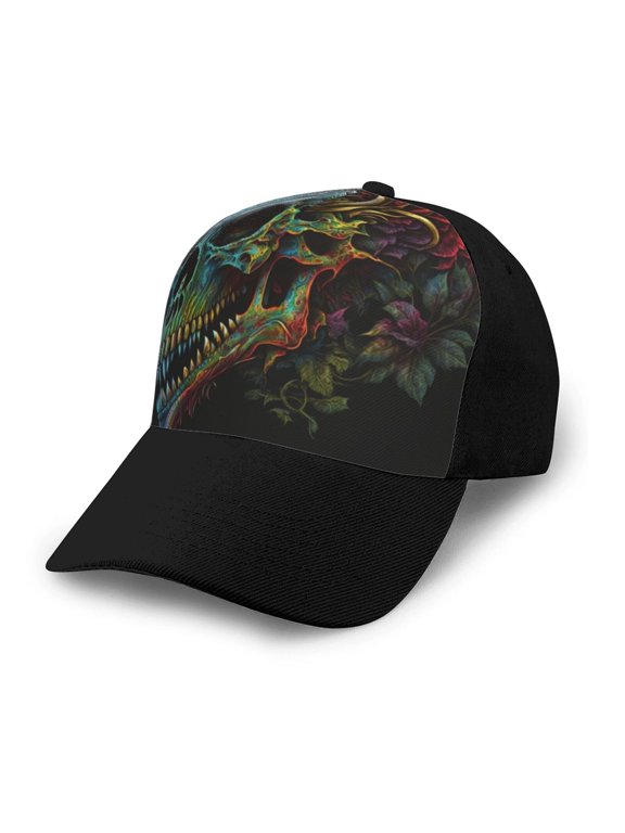 Adjustable Baseball Cap Trucker Hat Fashion Snapback Dad Hats , Skull Dragon Death Psychedelic Vintage