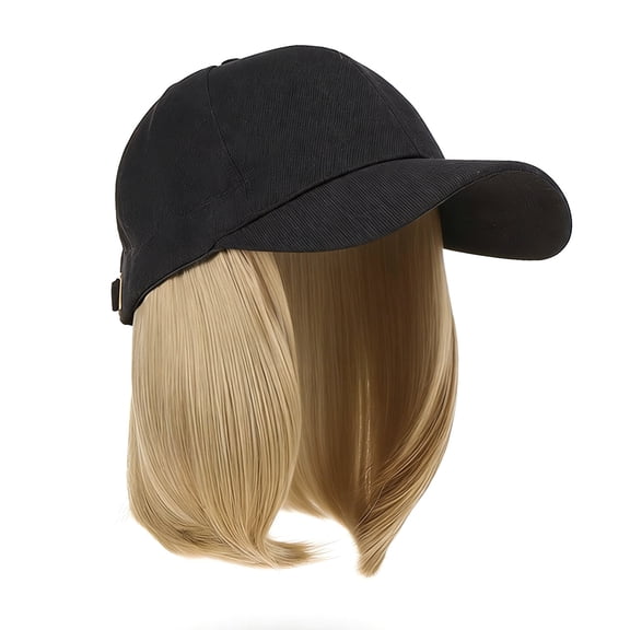 Adjustable Baseball Cap Wig 6-Inch Short Straight Hairpiece Synthetic Hat Wig For Everyday Outings