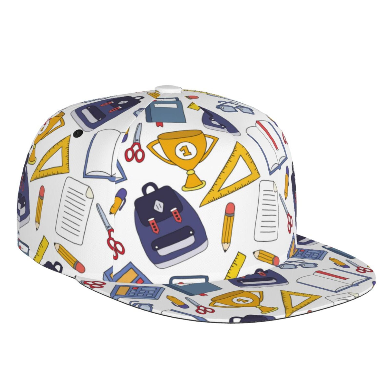 Adjustable Baseball Cap, bag ruler pen Print Flat Bill Trucker Flat ...