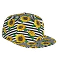 thumbnail image 1 of Adjustable Baseball Cap, sunflower black white striped Flat Bill Trucker Flat Brim Hats Dad Hat for Men Women - Snapback Hat Adjustable Size, 1 of 7