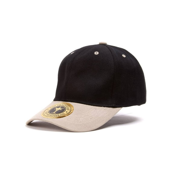 Adjustable Baseball Structured Cap Hat, Black/Khaki