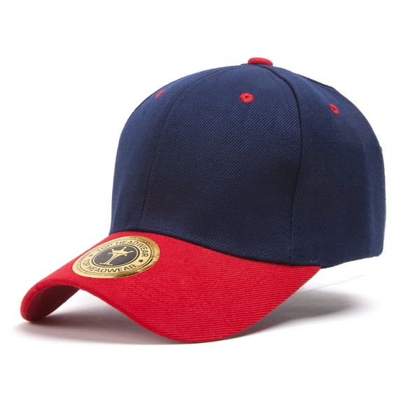Adjustable Baseball Structured Cap Hat, Blue Red