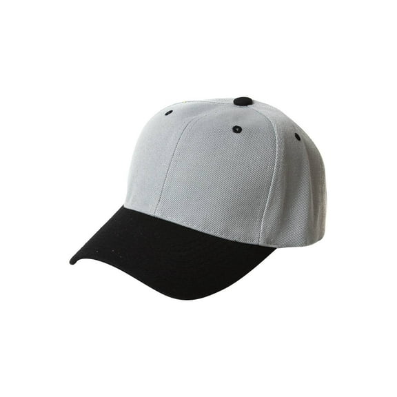 Adjustable Baseball Structured Cap Hat, Grey/Black