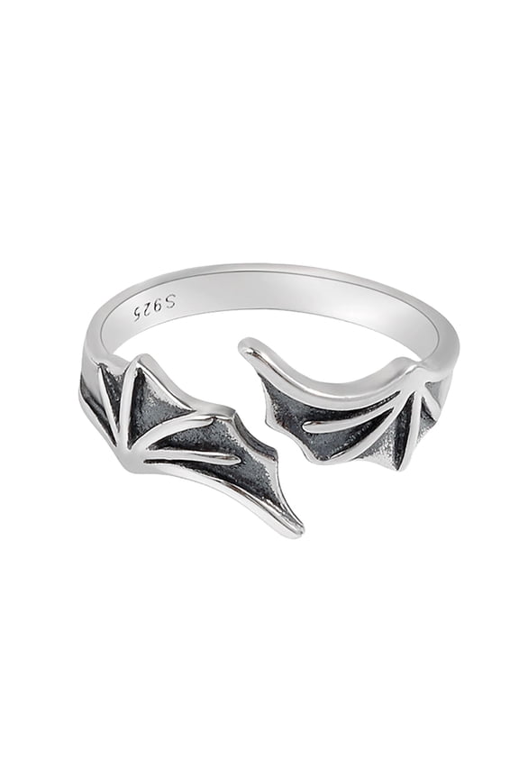 Adjustable Bat Wing Ring Exquisite Opening Ring, Alloy Material, Grey Color, One Size, Fashion Men's and Women's Jewelry