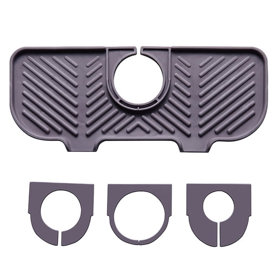 Exsafe Plastic 10.6 in x 4.3 in Geometric Drainage Groove Pattern Sink Mat 4 Piece