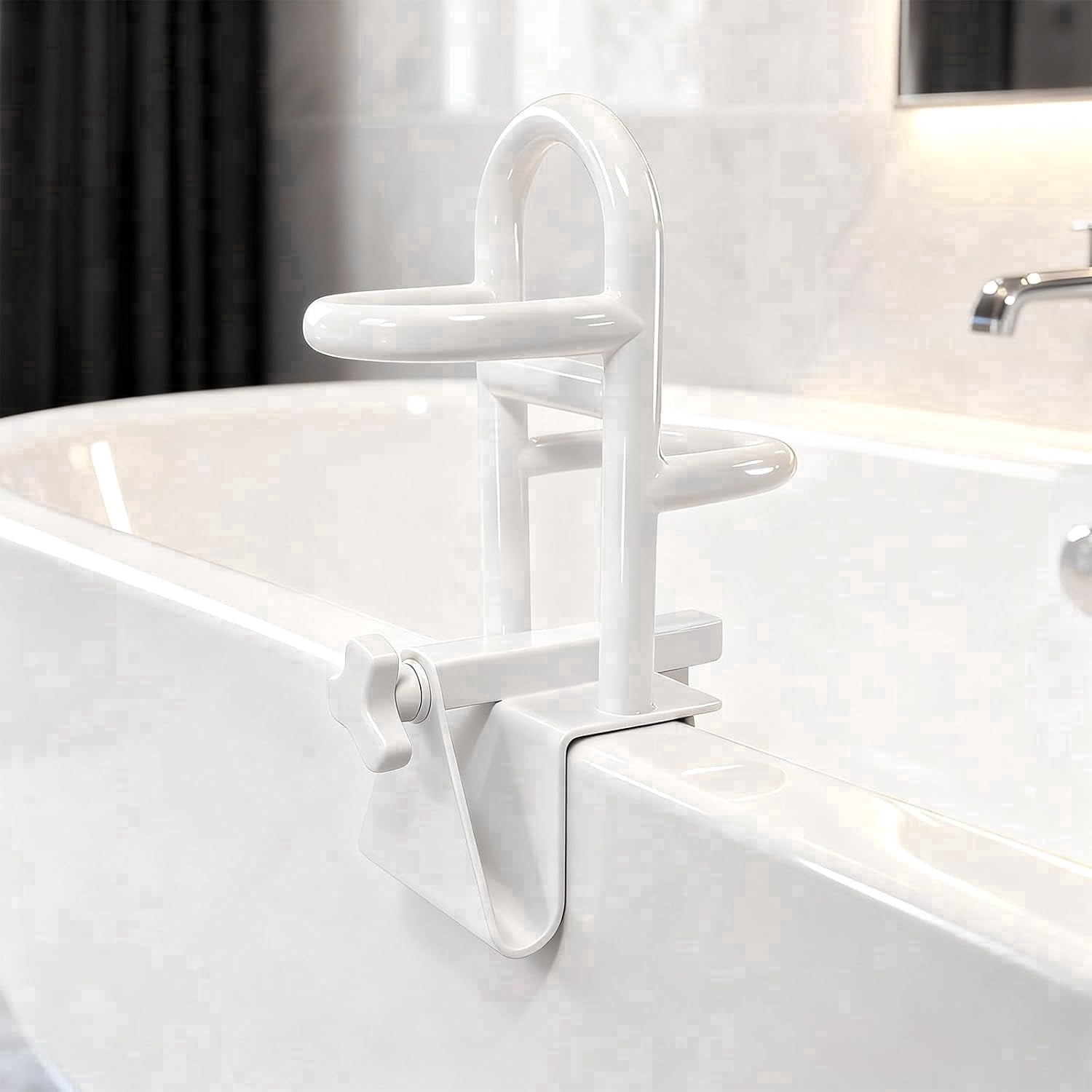 Adjustable Bathtub Safety Rail, No-Drill Shower Grab Bar for Elderly ...