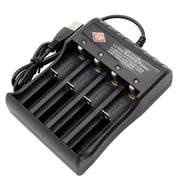Adjustable Battery Charger with USB Smart Universal 4-Bay Charger Universal Lithium 18650 Battery Charger for 3.7V Li-ion 10440 14500 16340 16650 14650 13350 18500 18650 26650--Battery not included