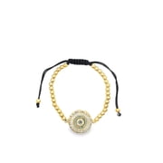Adjustable Bead Bracelet With Designed Multicolor CZ Stones Charm I144-145