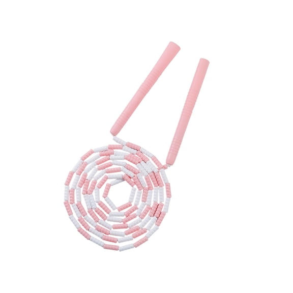 Adjustable Beaded Jump Rope for Kids with Grips, Cord for Indoor Outdoor Fitness Training