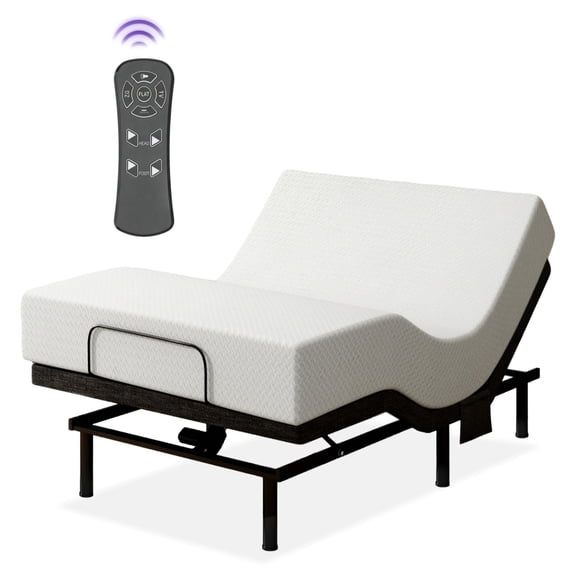 Adjustable Bed with 10" Mattress Queen Electric Bed Base with Head & Foot Incline, Under Bed Light, Adjustable Legs, Zero Gravity, 4 USB Ports , Wireless Remote, Easy Assembly